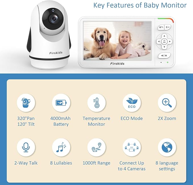 5" Baby Monitor with Dual Cameras and Audio - Image 7