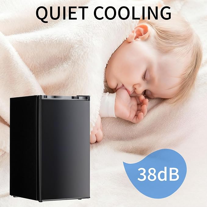 DOGHLY 3.2 Cu.Ft Mini Fridge with Freezer, Single Door Small Refrigerator | Compact Refrigerator with 7 Adjustable Thermostat, Removable Shelf, Low Noise, Small Fridge for Bedroom, Office, Dorm, Black - Image 6