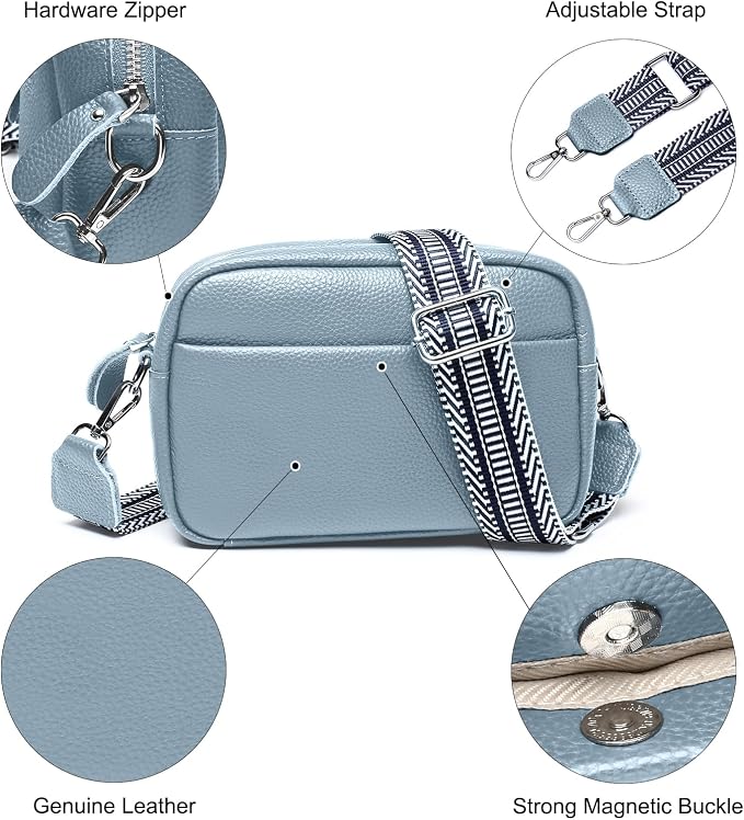 Small Crossbody Bags for Women Genuine Leather, Guitar Strap Shoulder Handbag - Image 5