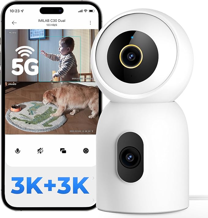 IMILAB 3K+3K Security Camera Indoor, Dual Lens Pet/Dog/Baby Camera by IMILAB