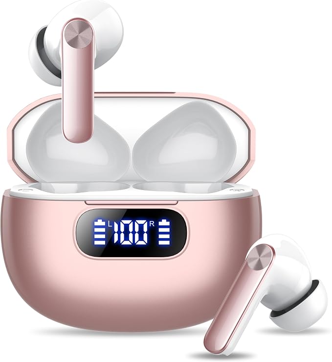 Wekily Wireless Earbuds, Bluetooth 5.3 Headphones LED Power Display, 2025 New Wireless Earphones, 4 ENC Noise Cancelling Mic, HiFi Stereo, 48H Playtime Mini Case IP7 Waterproof for iOS Android by Wekily