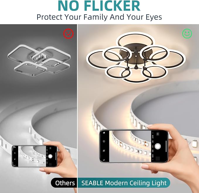 LED Ceiling Light, 8-Ring Modern Flush Mount Fixture, 145W Dimmable 3000K–6500K - Image 5