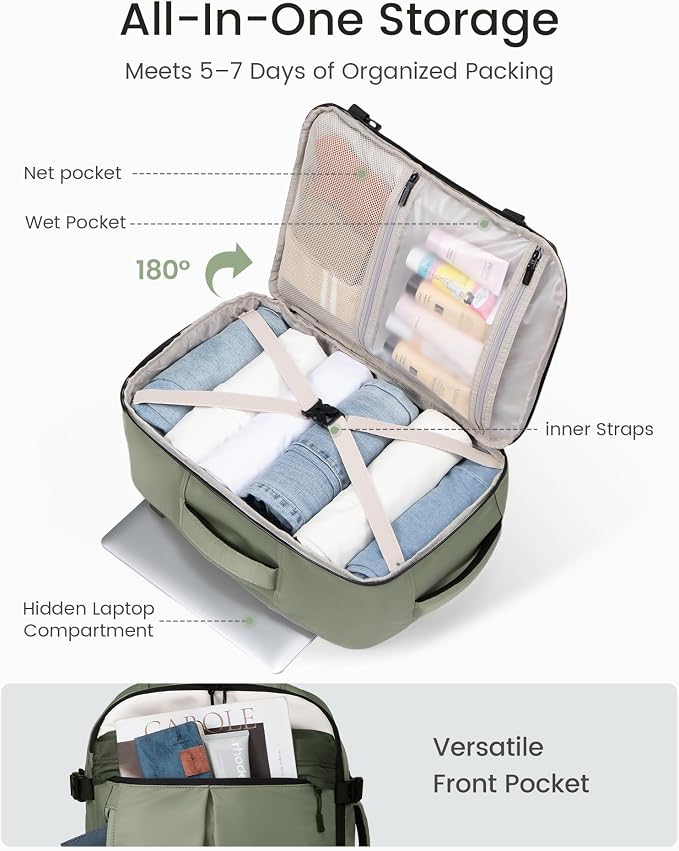 LOVEVOOK 50L Travel Backpack for Women, Airline Approved Carry On Luggage - Image 3