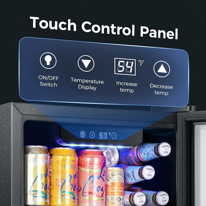 Kismile 1.3 Cu.ft Beverage Refrigerator and Cooler,12 Bottle 48 Can Mini Fridge Glass Door, Digital Temperature Display for Soda, Beer or Wine, Small Drink Dispenser Cooler for Home, Office, Bar - Image 2