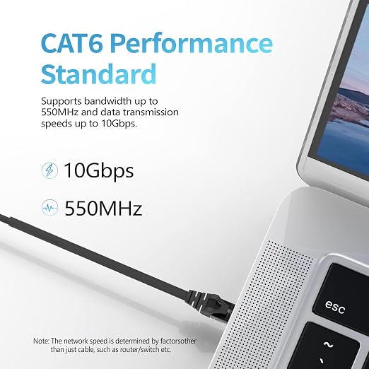 Cat 6 Ethernet Cable 50 ft, Indoor&Outdoor, High Speed 10Gbps 24AWG Pure Copper - Image 2