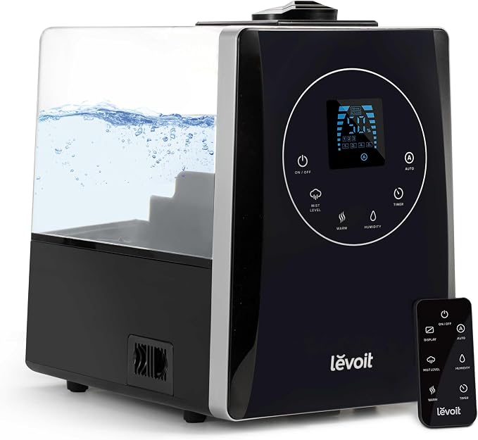 LEVOIT LV600HH 6L Warm and Cool Mist Ultrasonic Humidifier, Rapid Humidification for Bedroom Large Room, Essential Oil Diffuser, Humidity Setting with Built-in Sensor, Auto Mode, Timer, Remote Control by Levoit