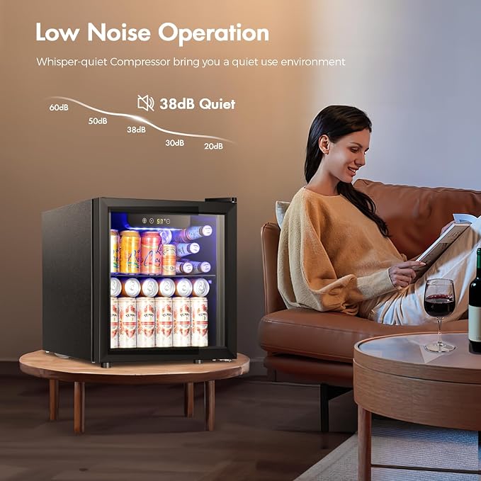 Kismile 1.3 Cu.ft Beverage Refrigerator and Cooler,12 Bottle 48 Can Mini Fridge Glass Door, Digital Temperature Display for Soda, Beer or Wine, Small Drink Dispenser Cooler for Home, Office, Bar - Image 3