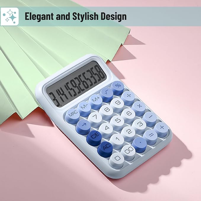 Mr. Pen- Mechanical Switch Calculator, 12 Digit Large LCD Display, Sky Blue - Image 4