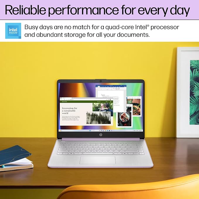 HP 14" Laptop Computer for 2026 Student Business Productivity, MS Office & Win 11 Pro, Copilot AI, Intel 4-Core CPU, 4GB DDR5 RAM, 628GB Storage (128GB UFS+500GB Ext), Wi-Fi 6, HubxcelAddon, Lavender - Image 6