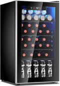 Antarctic Star 26 Bottle 130 Can Wine Cooler/Cabinet Refrigerator Mini Wine Cellar Beer Soda Clear Glass Door Bar Fridge Quiet Compressor Adjust Temp Freestanding Indoor Use 3.1cu.ft Black | 26 Bottle 130 Can Capacity, Clear Glass Door, for Red wine Be... by AntarcticStar