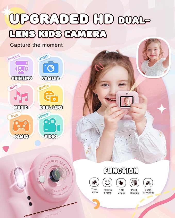 JOYJAM Kids Camera Instant Print, Upgrade Dual-Lens Selfie Digital Camera - Image 2