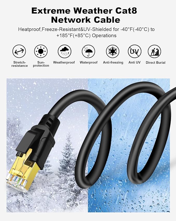 Yauhody CAT 8 Ethernet Cable, 3ft Ultra High Speed 40Gbps 2000MHz SFTP CAT8 - Image 5