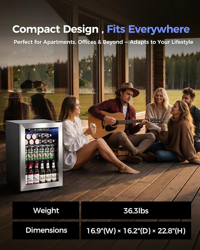 Feelfunn 1.7 Cu.Ft Beverage Refrigerator Cooler - 68 Can Mini Fridge Glass Door for Drink Soda Beer Wine - Small Refrigerator for Bedroom Office Home Dorm Bar, Silver - Image 4