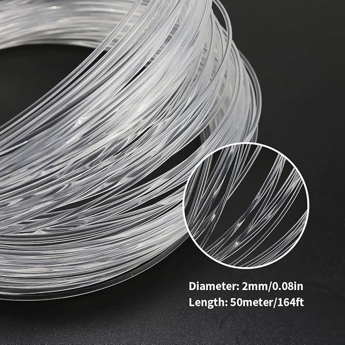 AZIMOM PMMA Plastic 2mm 50m End Glow Fiber Optic Cable Roll - Image 2