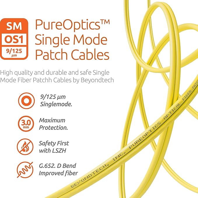 BEYONDTECH 3m LC to LC Fiber Patch Cable – UPC Single-Mode Duplex Fiber Optic - Image 4
