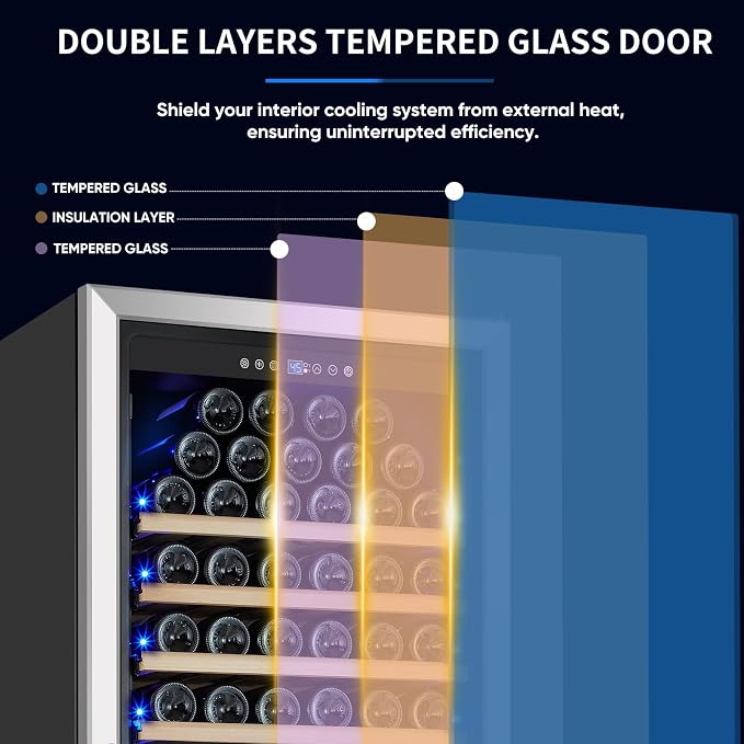 Large 200 Bottle Wine Fridge - 24 Inch Wine Cooler Refrigerator, Freestanding and Built-in Design, Upgraded Compressor Cooling, Intelligent Temperature Memory - Image 4