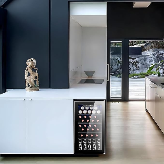 Antarctic Star 26 Bottle 130 Can Wine Cooler/Cabinet Refrigerator Mini Wine Cellar Beer Soda Clear Glass Door Bar Fridge Quiet Compressor Adjust Temp Freestanding Indoor Use 3.1cu.ft Black | 26 Bottle 130 Can Capacity, Clear Glass Door, for Red wine Be... - Image 6