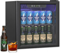 Erivess Mini Fridge 60 Can Beverage Refrigerator Cooler Glass Door for Soda | 1.3 Cu Ft Drink Fridge for Home/Bar/Office with LED Display, Digital Temperature Control, Removable Shelves for Wine, Black by Erivess