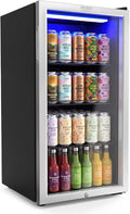 ROVSUN 3.3 Cu.Ft. Beverage Refrigerator Cooler with Double Layer Glass Door & Adjustable Shelf, Beverage Fridge for Home Office Bar, Quiet Mini Fridge Cooler w/Lock for Soda Wine Beer, 32-50°F, Black by ROVSUN