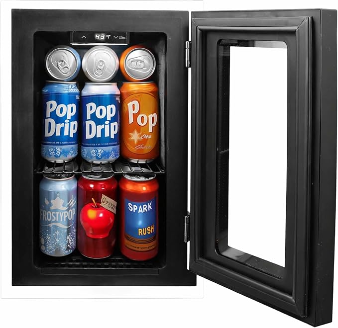 Frigidaire 0.6 Cu. Ft. Glass Door Beverage Refrigerator, Digital Display Mini Fridge with Electronic Temperature Control, LED Lighting & Quiet Operation - Image 12
