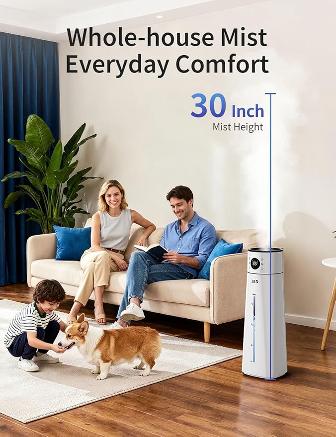 JRD Humidifier Large Room 8L/ 2.1Gal, Ultrasonic Cool Mist for Bedroom, Quiet Humidifier with Remote Control, 10 Mist Modes, 24H Timer, Night Light, AI Mode, 40H Run for Home Office Baby Pets Plants - Image 4
