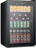 COWSAR Beverage Refrigerator, 145 Can Mini Fridge Glass Door for Soda Beer, ETL Approved Stainless Steel Wine Fridge with Temperature Display, LED Light for Home, Office, Bar, 4.5 cu.ft by COWSAR