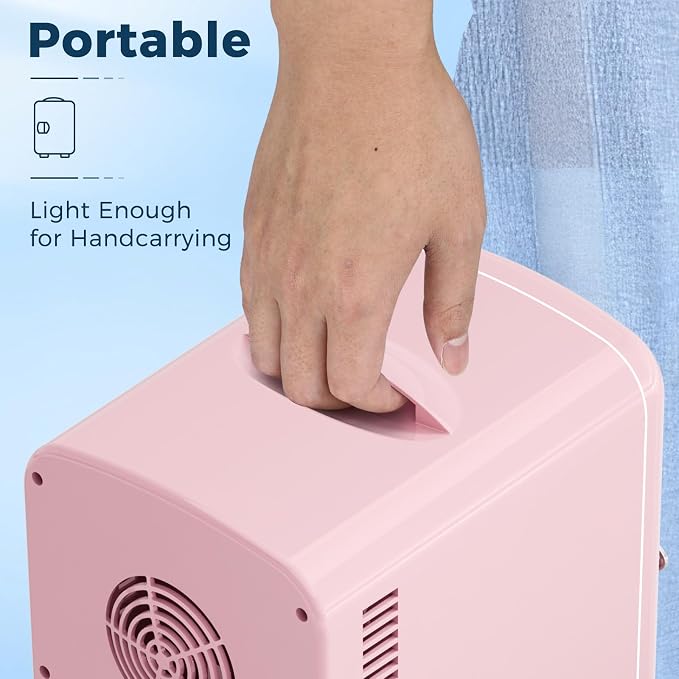Antarctic Star 4L/6 Cans Compact Refrigerator,Portable Mini Fridge Skin Care,Cooler and Warmer for Bedroom,Car,Office & Dorm, Small Cooler for Cosmetics/Beverage/Food,PINK - Image 7