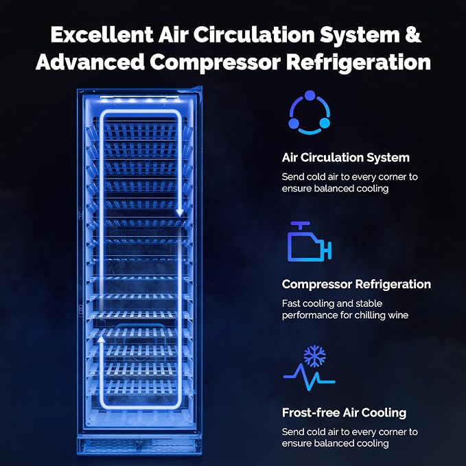 ROVSUN 24'' Wine Cooler Refrigerator, 171 Bottles Wine Fridge with Professional Temperature Control System, Large Capacity Built-in Wine Cellar with Touch Panel Control for Wine Enthusiast, Restaurant - Image 5