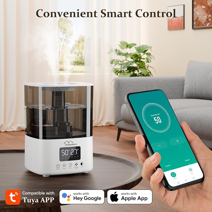 Smart Humidifiers for Bedroom, Top Fill 4L Cool Mist Air Humidifier for Large Room, Essential Oil Diffuser App Control, Fast Symptom Relief, Nightlight, 12H Quiet Runtime for Baby, Plant - Image 4