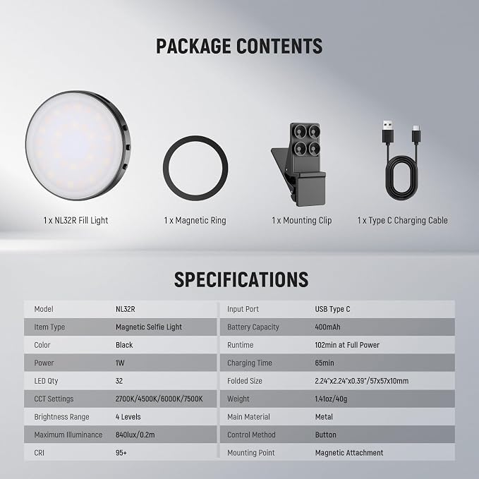NEEWER Entry Level Version Magnetic Selfie Light Compatible - Image 8