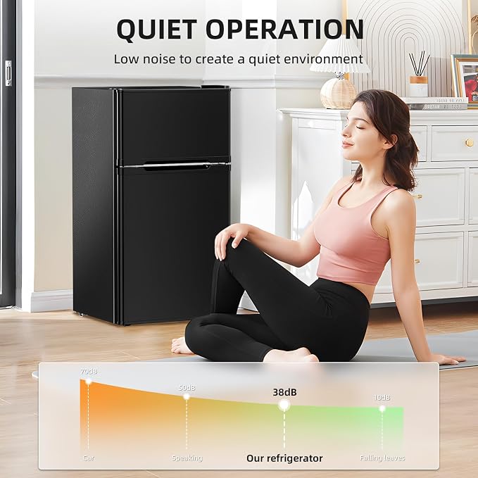 Antarctic Star Mini Fridge with Freezer, Double Door Compact Refrigerator, Adjustable Thermostat, Small Fridge for Bedroom Office Dorm Apartment,2.45 Cu.Ft,Black - Image 5