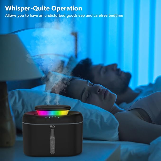SZO Humidifiers for Bedroom, 2.5L Capacity, Auto Shut-Off, Easy to Fill & Clean, 16 dB Quiet Ultrasonic Humidifier for Large Room, Plants, Baby Nursery, Indoor, Night Light(Black) - Image 5