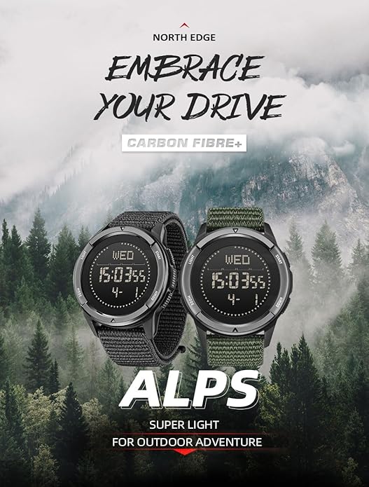 NORTH EDGE ALPS Tactical Outdoor Digital Sports Watch, 50M Waterproof, Calorie - Image 3