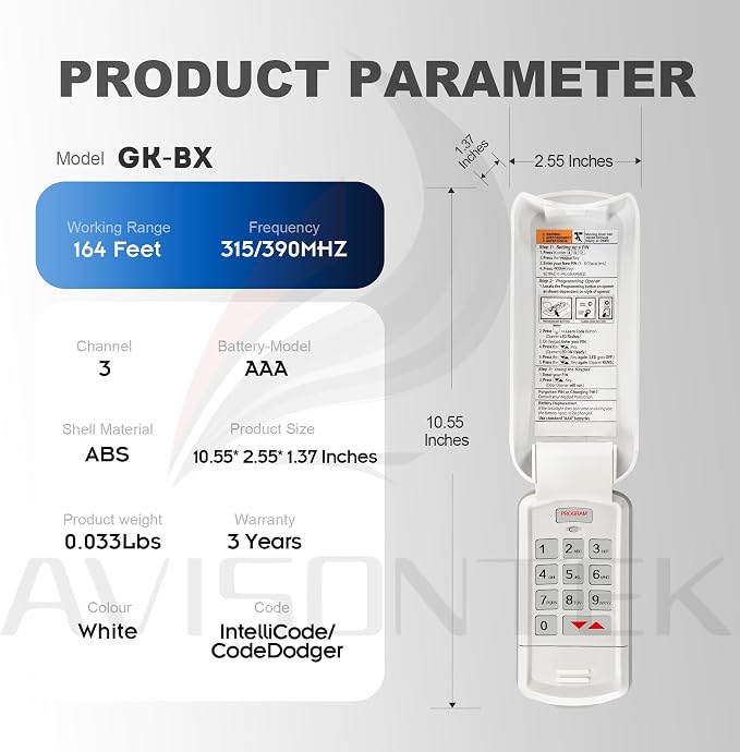 Avisontek GK-BX for Wireless Genie Garage Door Opener Keypad, Replacement for - Image 7