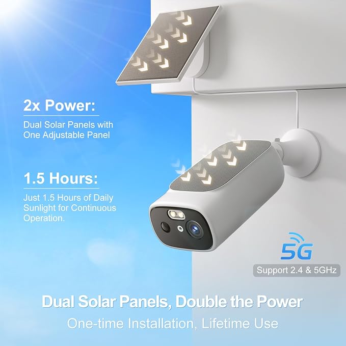 2K Solar Security Cameras Wireless Outdoor-2.4/5Ghz WiFi Cameras - Image 2
