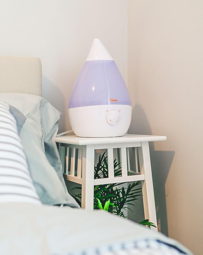 Crane White Drop Ultrasonic Cool Mist Teardrop Humidifier, 1 Gallon Tank, Baby Humidifier for Nursery, Bedroom, Plants, Office, Adjustable Mist Levels - Image 6
