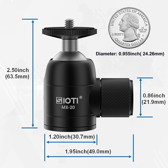SIOTI Tripod Swivel Mini Ball Head, - Image 6