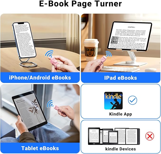 Remote Scrolling Ring for Tiktok, Page Turner for Kindle App, Tablet-Light Pink - Image 4
