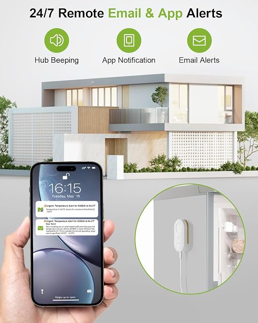 MOCREO WiFi Refrigerator Thermometer, Remote Email & App Alert, 2 Years Data - Image 2