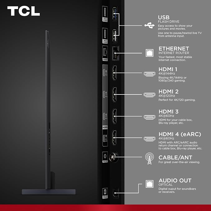 TCL 98 Inch Class QM7K Series | Mini LED QLED 4K HDR | 98QM7K, 2025 Model | 120HZ-144HZ Anti Reflective Screen Smart Google TV Dolby Atmos Onkyo Audio | Voice Remote Alexa Gaming Streaming Television - Image 30