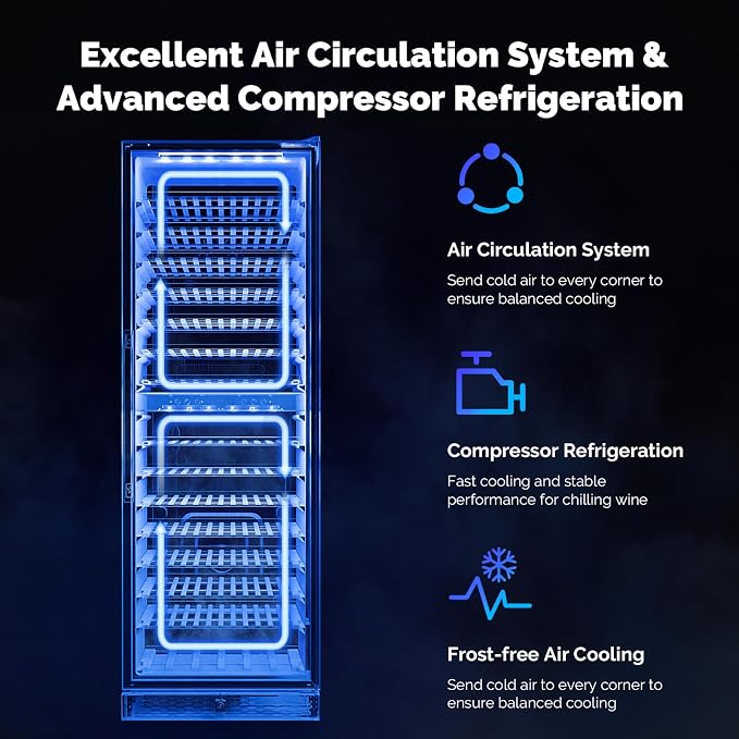 ROVSUN 24'' Wine Cooler Refrigerator, 160 Bottles Dual Zone Wine Fridge with Professional Temperature Control System, Built-in Wine Cellar with Touch Panel Control for Wine Enthusiast, Restaurant - Image 5