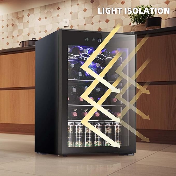 Antarctic Star 36 Bottle Wine Cooler Beverage Refrigerator Small Mini Wine Cellar Beer Soda Bar Fridge Quiet Operation Compressor Adjust Temperature Freestanding Black, 4.4 Cu. Ft | 36 Bottle Capacity, Clear Front Glass Door, for Red wine Beer Soda, Qu... - Image 3