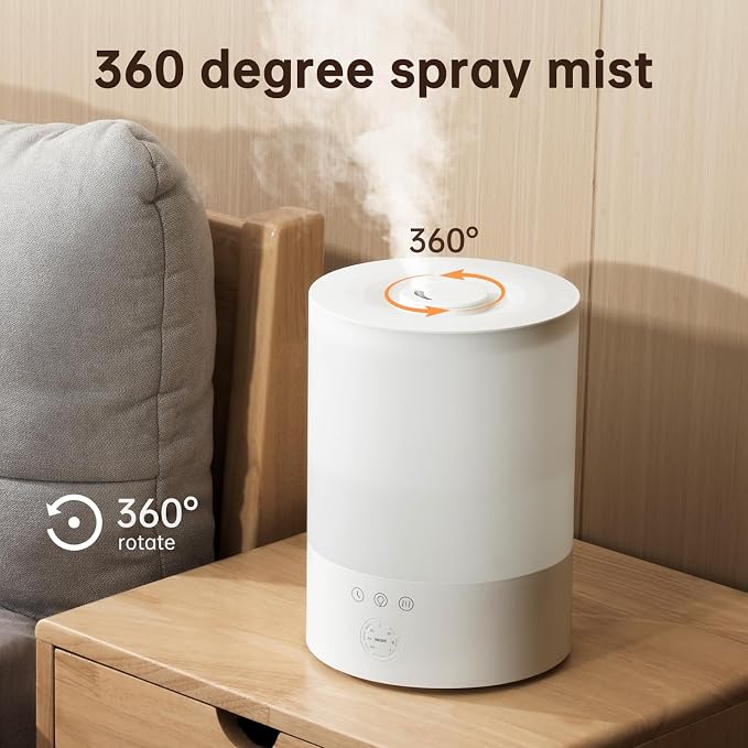 YOGIN Humidifiers for Bedroom Large room,Top fill 2.5L Ultrasonic cool mist Humidifiers for Baby Nursery and Plants,Up to 24 Hours, 24db Quiet,Night Light, Auto Shut Off, Easy Clean Humidifier - Image 6