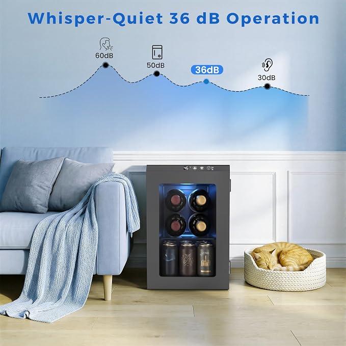 Electactic Wine Cooler Refrigerator with Glass Door, Mini Wine Fridge for Red, White and Champagne, Built-in Wine Cellar, 40-61F Digital Temperature Control, Indoor Use - Image 4