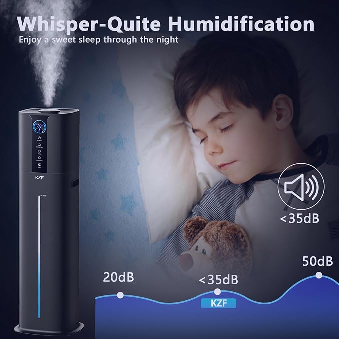 KZF 9L Smart Humidifiers for Bedroom Large Room, 2.3Gal Cool Mist Top Fill Diffuser App & Remote Control, 3 Mist Modes, Quiet Humidifier for Home Office Plant (9L Black App) - Image 7