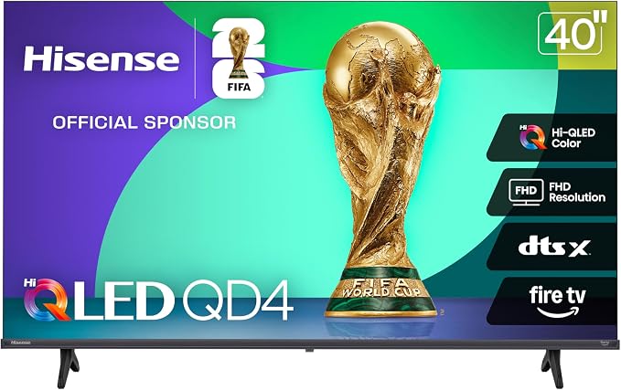 Hisense 40-Inch Class QD4 Series Hi-QLED FHD Smart Fire TV (40QD4QF) - Quantum Dot Color, DTS Virtual: X, Alexa Built in, Slim Bezel Design by Hisense