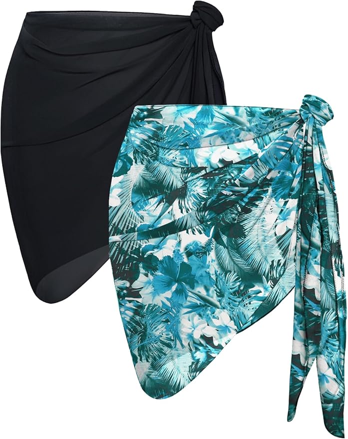 CHICGAL 2 Pieces Women Beach Sarong Bathing Suit Wrap Skirt Sheer Bikini by CHICGAL