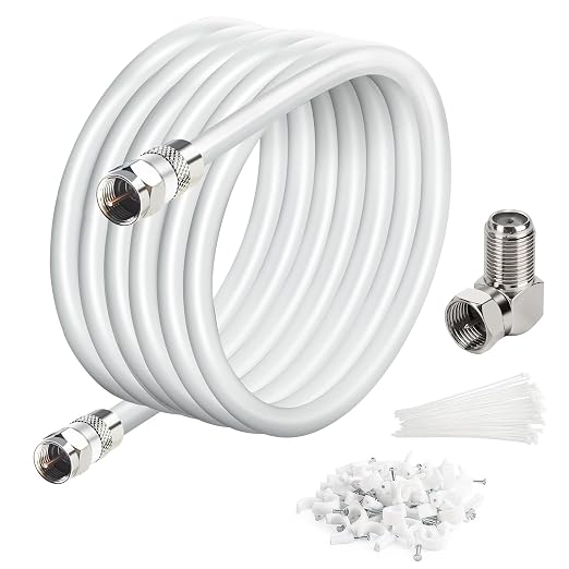 Elecan 25 Ft RG6 Coaxial Coax Cable Connectors Set, Quad Shielded High-Speed by Elecan