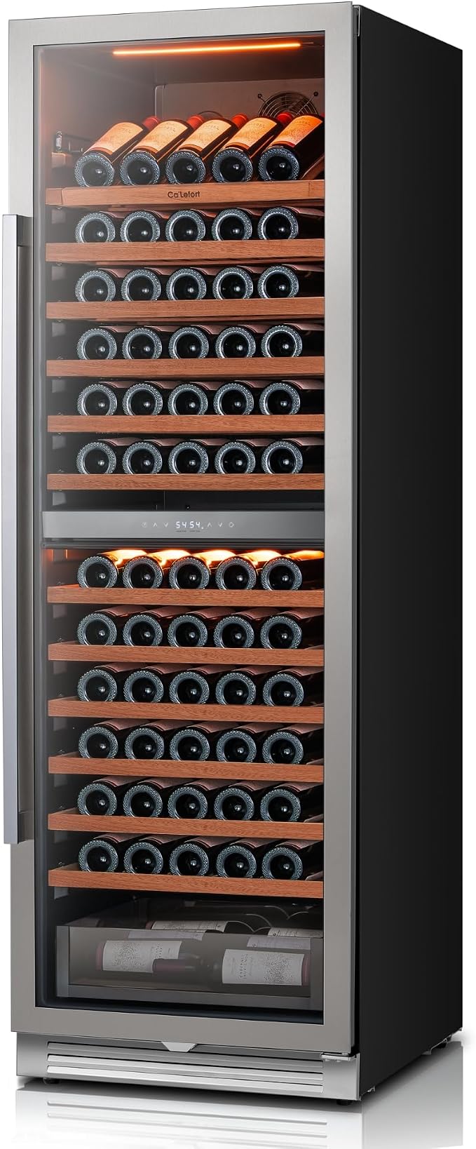 Ca'Lefort 24 Inch Dual Zone Wine Fridge, 155 Bottle Built-In Wine Cooler | 69-Inch Tall Wine Cellar, Quiet Inverter Compressor, 40-65°F Temperature Control, Display Shelf, Glide-Out Shelves & Drawer by CaLefort