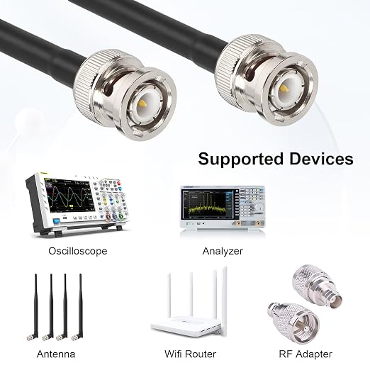 MOOKEERF BNC Cable - 50FT RG58 50 ohm BNC Male to Male Coax Cables Low Loss BNC - Image 5